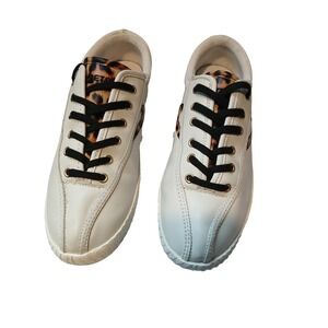 TRETORN Women's Nylite Plus Sneakers White Leather Cheetah Animal‎ size 9.5